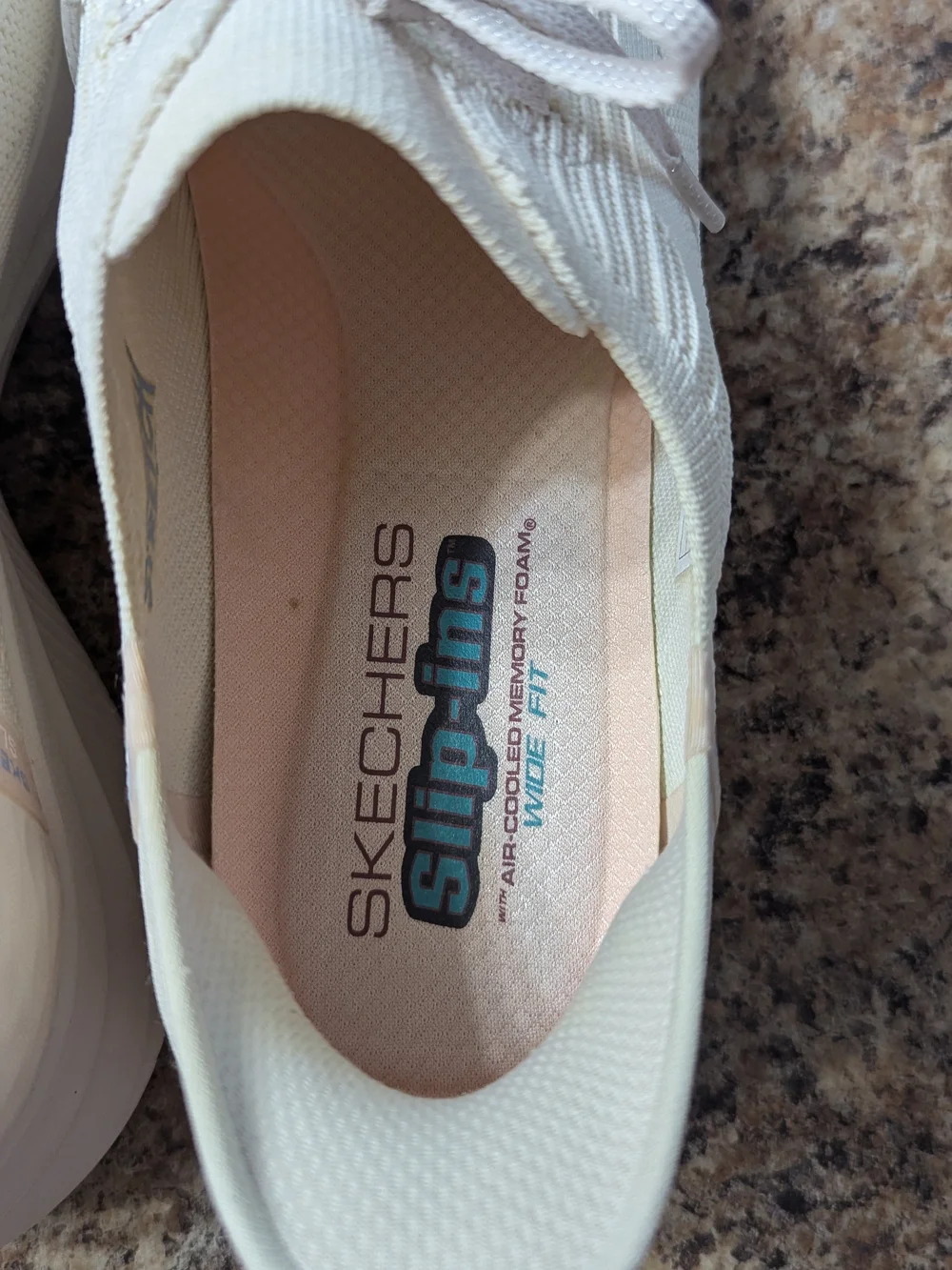 Skechers Women’s Slip-On Knit Sneakers in Cream 11 Wide